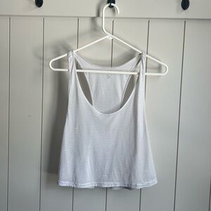 Lululemon Striped White and Gray Women's cropped Tank Top